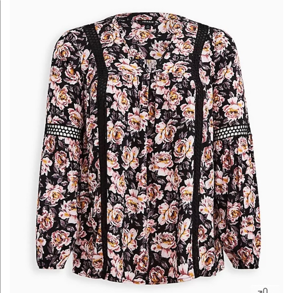 Torrid Floral Blouse - Black and Pink